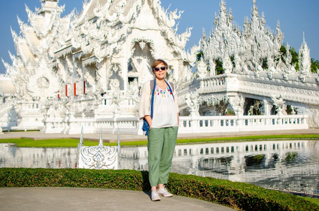 Joanna at the White Temple in Chiang Rai