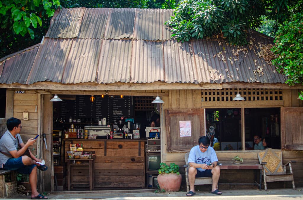 drewniana chata, kawiarnia